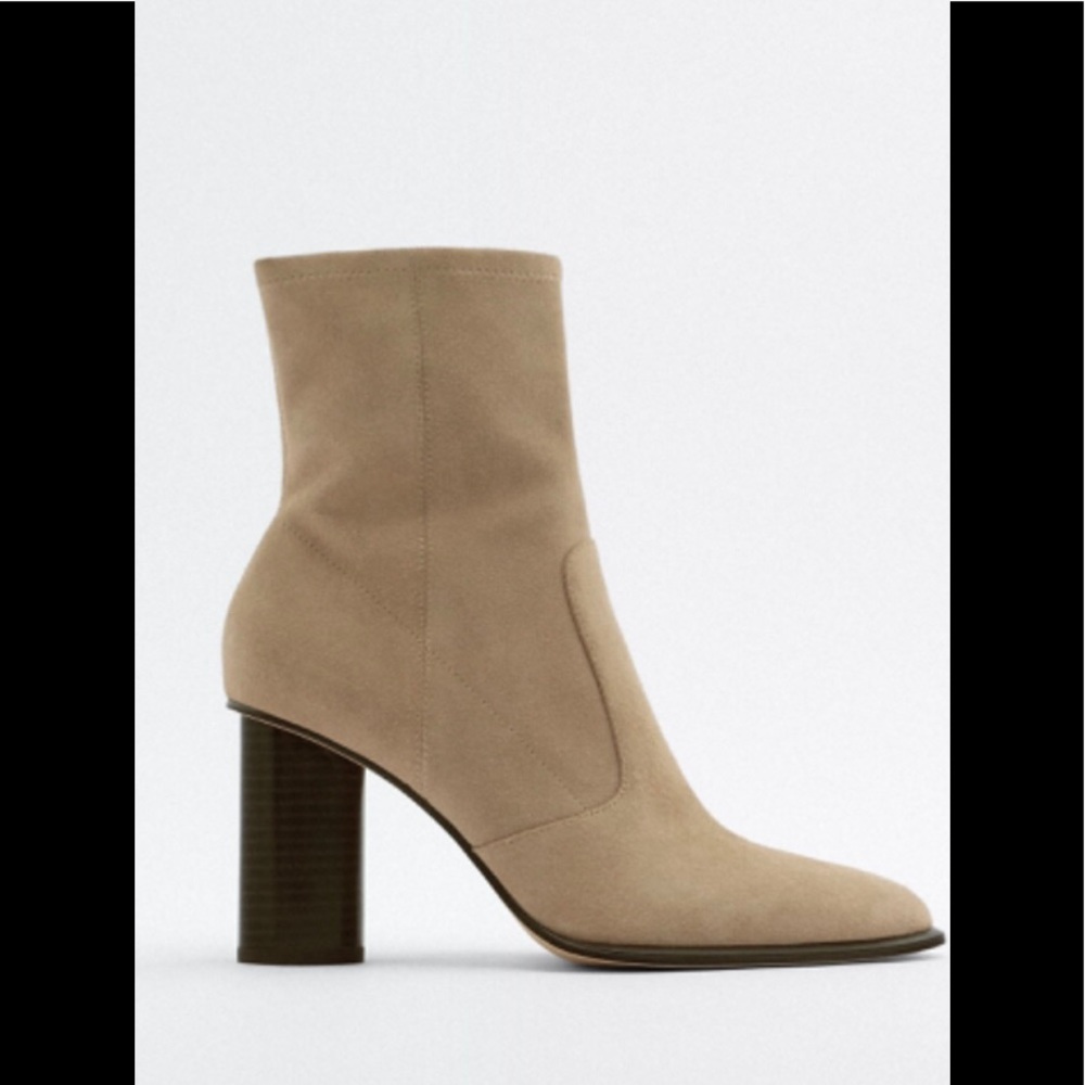 Zara Suede Heeled Ankle Boots